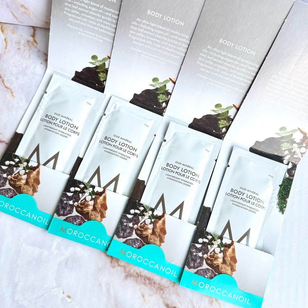 Moroccanoil Body Lotion Oud Mineral Argan Oil With Aloe Cream Travel Samples NEW